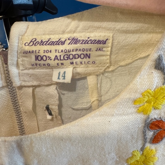 Vintage Mexican Cream Maxi Shift Dress with Floral Embroidery - Picture 5 of 7